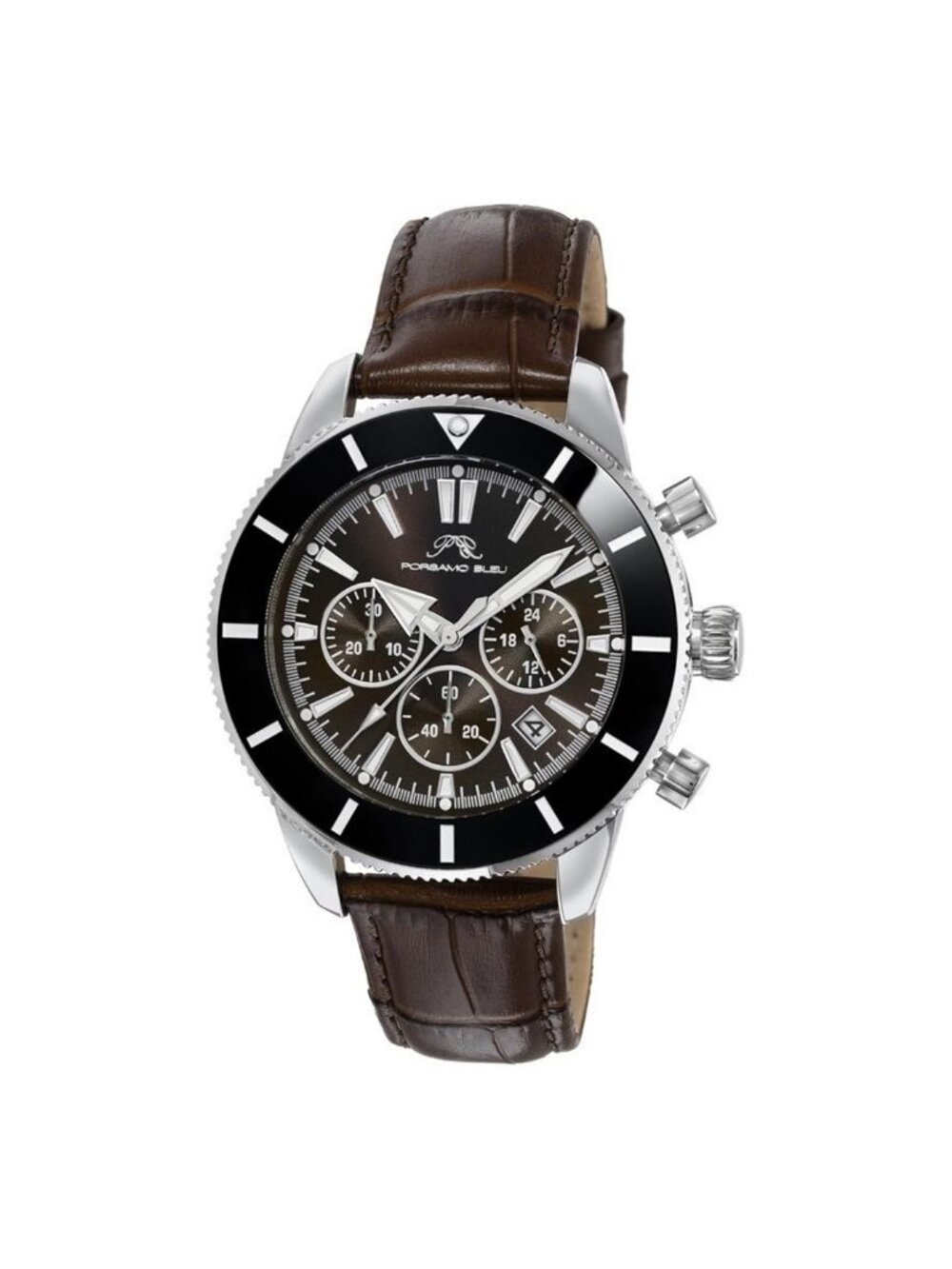 NWT Porsamo Bleu Brandon Chronograph Quartz Black Dial Men's Watch